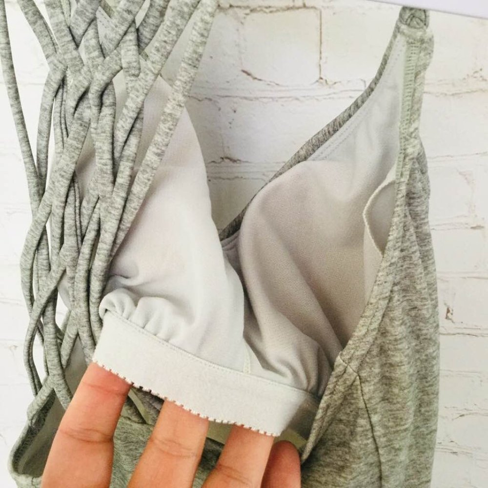 Prana Tankini Swim Top Heather Gray Braided Racerback V Neck Size XS - Picture 8 of 10